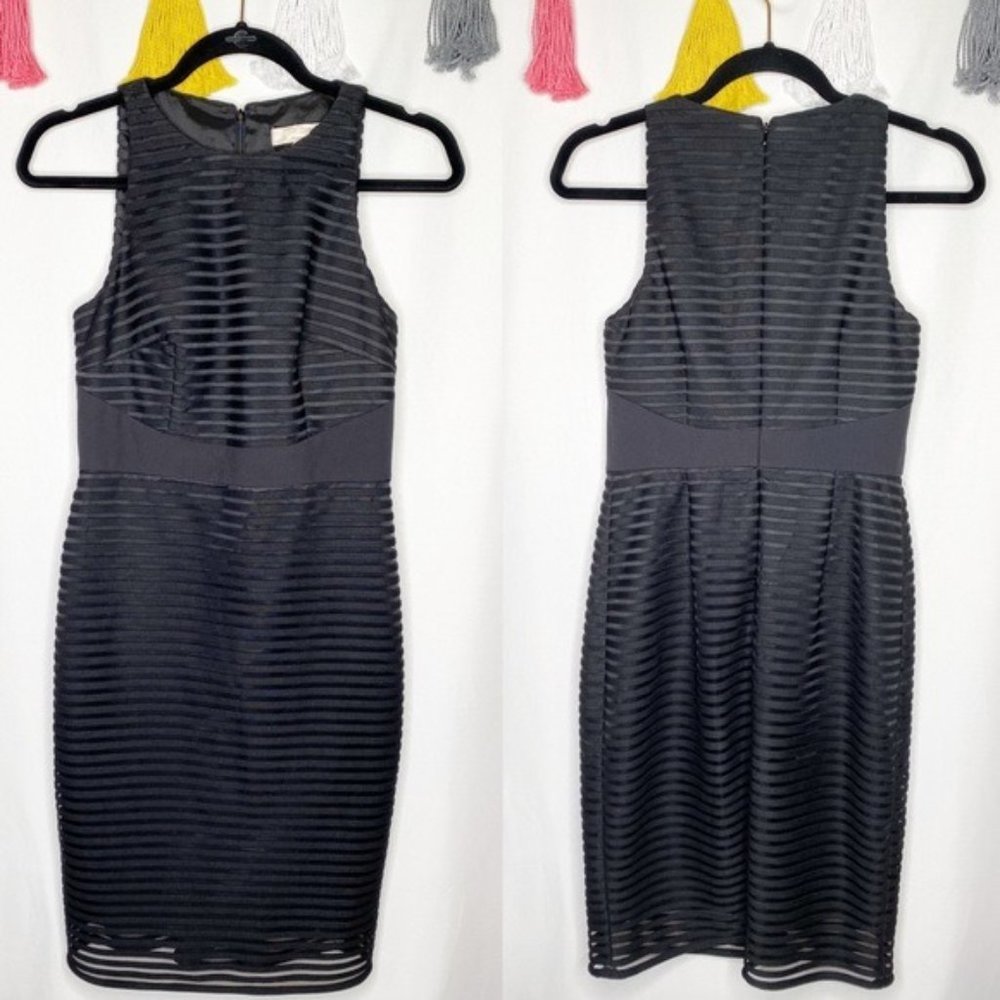 Aidan Mattox Black Shadow Stripe Sheath Dress